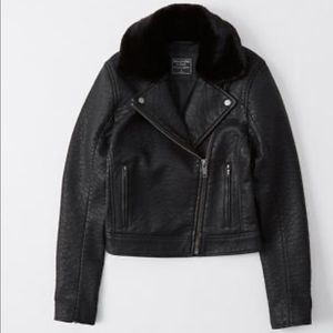 Abercrombie Faux Leather Jacket with Fur Collar